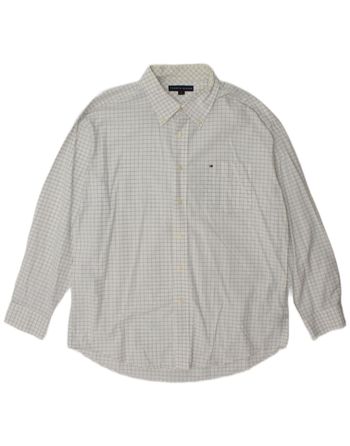 Tommy Hilfiger Mens Shirt XL White Check Cotton