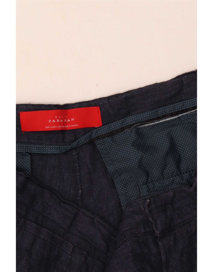 Zara Short Chino Homme Large W34 Bleu Marine
