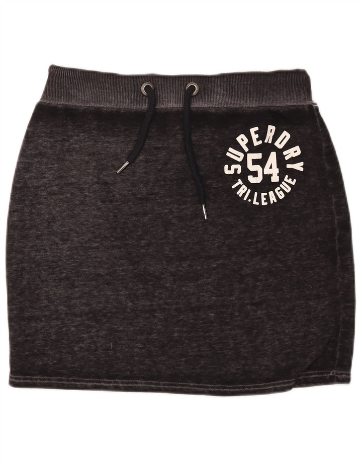 Superdry Womens Graphic Mini Skirt Medium W30 Black Flecked Cotton
