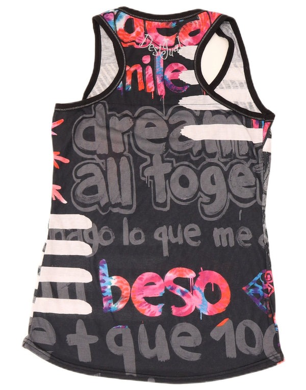 Desigual Damen Graphic Vest Top UK 18 XL Schwarz Polyester