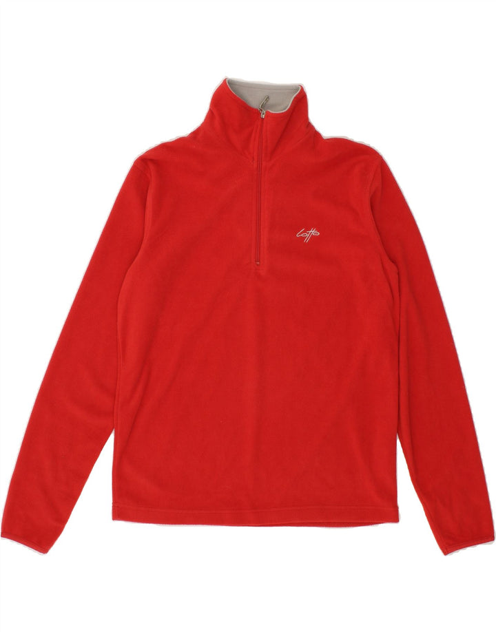 LOTTO Womens Zip Neck Fleece Jumper UK 14 Medium Red Polyester Vintage Lotto and Second-Hand Lotto from Messina Hembry 