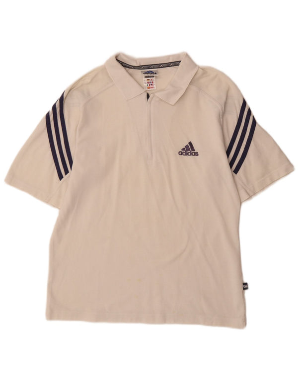 Adidas Mens Polo Shirt UK 40/42 Medium White Cotton