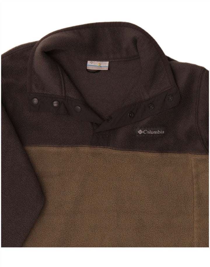 Columbia Herre Button Neck Fleece Jumper Medium Beige Colourblock Polyester