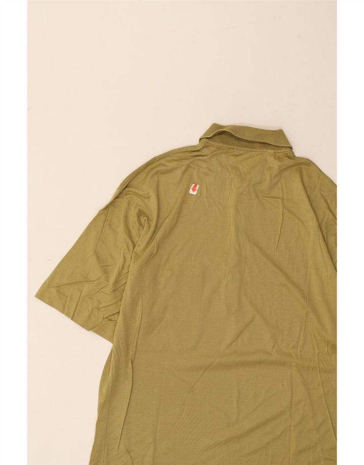 VINTAGE Mens Polo Shirt Large Khaki Cotton Vintage Vintage and Second-Hand Vintage from Messina Hembry 