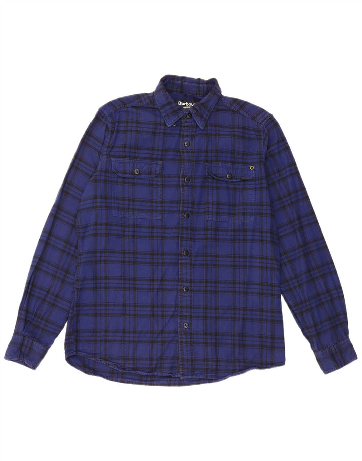Barbour Chemise en flanelle pour hommes en coton à carreaux bleu moyen