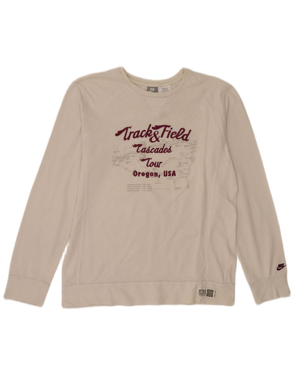 Nike Mens Graphic pulóver pulóver UK 45/47 XL fehér pamut