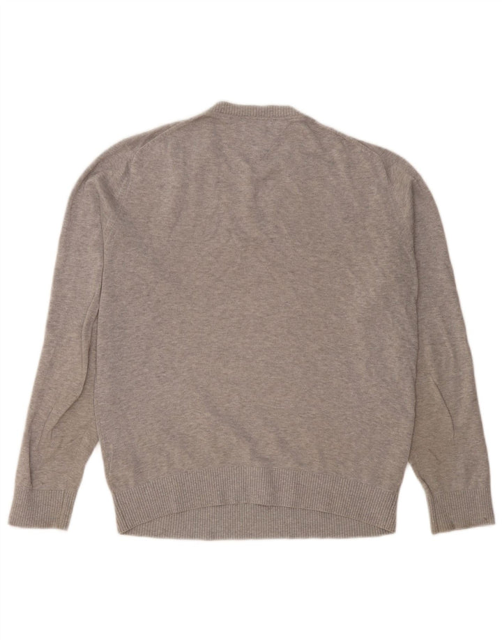 Tommy Hilfiger Mens V-Neck Jumper Sweater Medium Grey Cotton