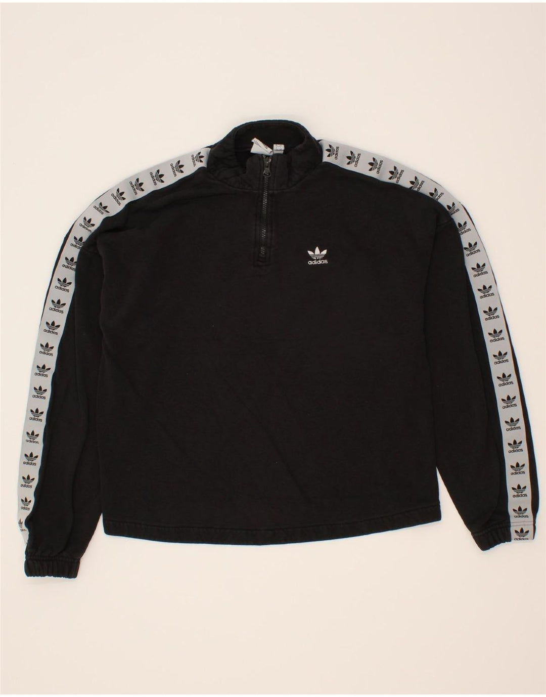 ADIDAS Womens Oversized Graphic Sweatshirt Jumper UK 8 Small Black Vintage Adidas and Second-Hand Adidas from Messina Hembry 