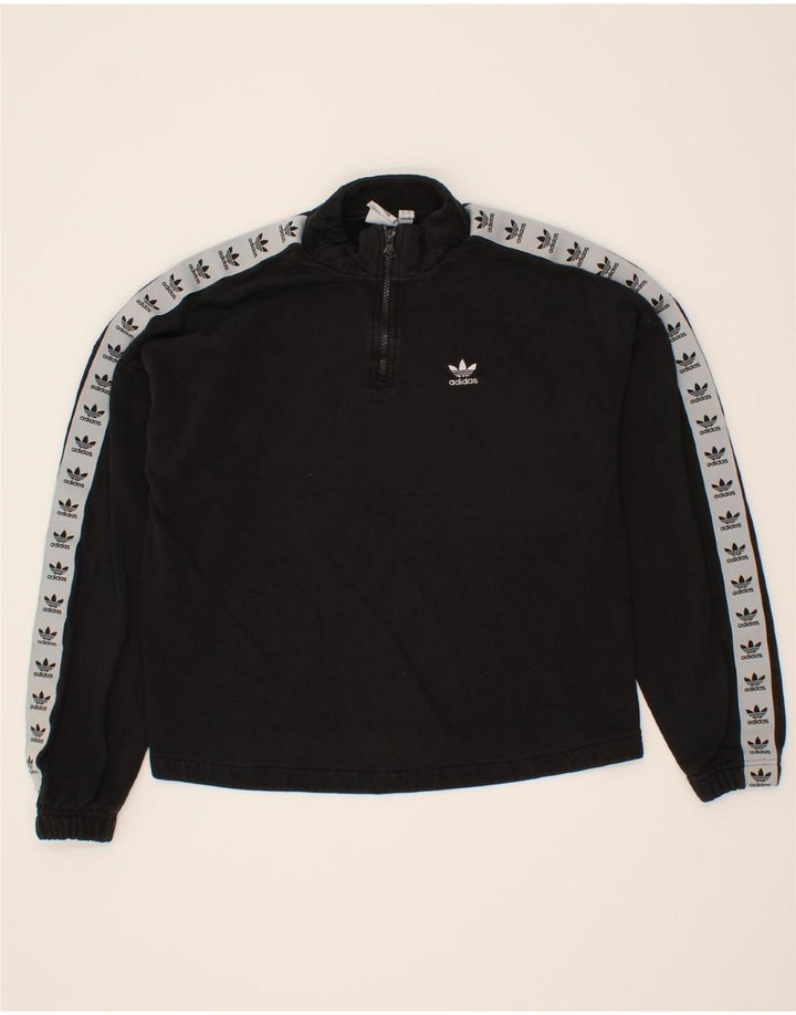 ADIDAS Womens Oversized Graphic Sweatshirt Jumper UK 8 Small Black Vintage Adidas and Second-Hand Adidas from Messina Hembry 