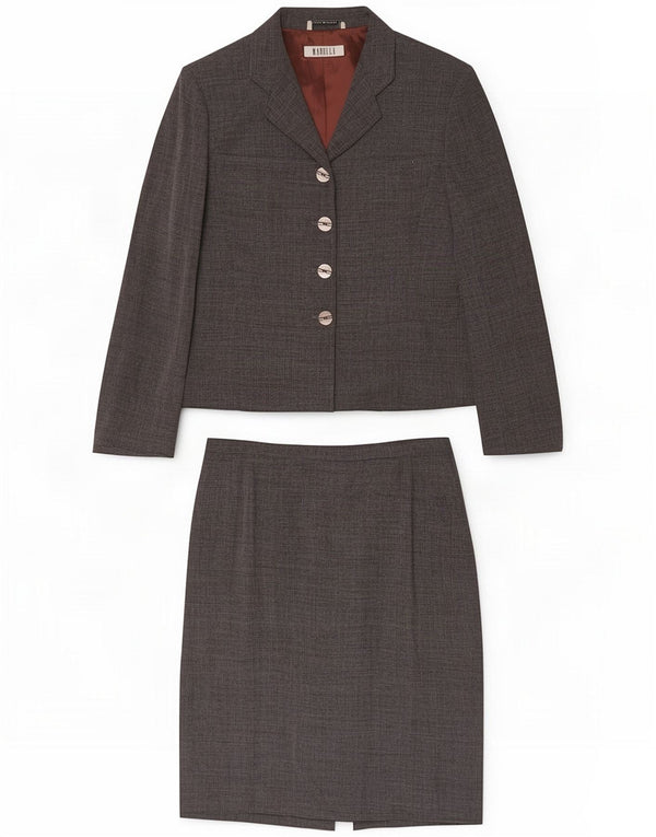 Marella Abito da donna in 2 pezzi UK 16 Large W30 L23 Grigio Lana