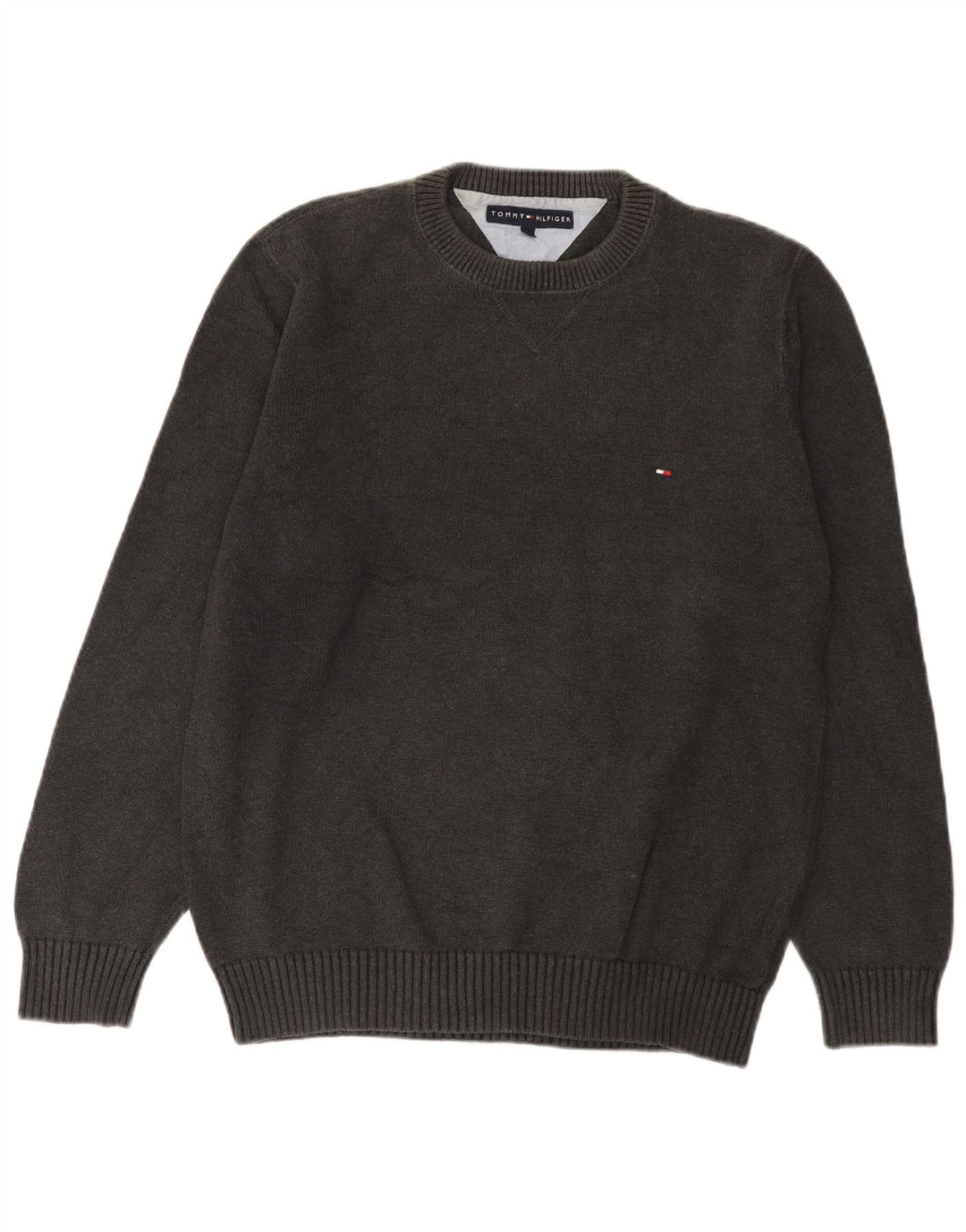 Tommy Hilfiger Mens Crew Neck Jumper Sweater Medium Grey Cotton