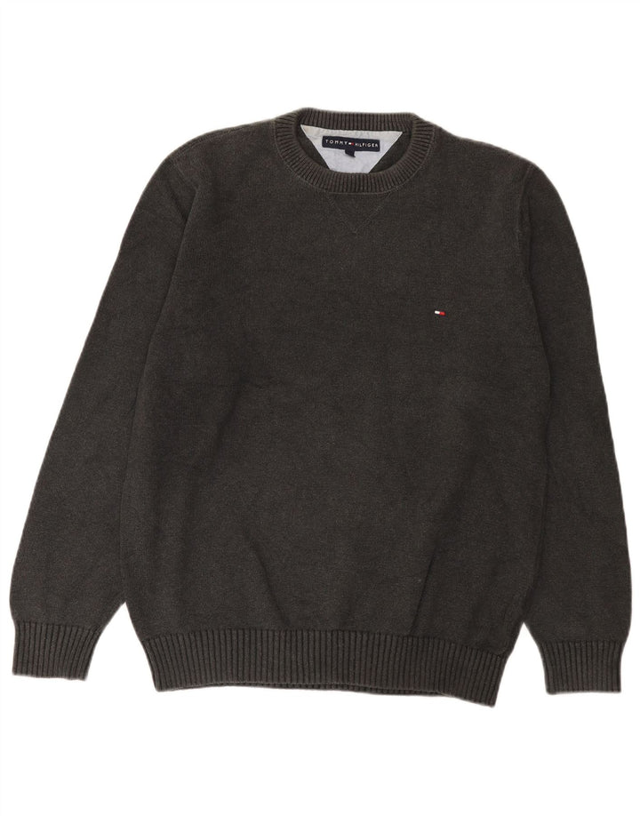 Tommy Hilfiger Mens Crew Neck Jumper Sweater Medium Grey Cotton