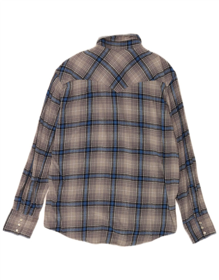 Wrangler Mens Flannel Shirt Large Grey Check Cotton
