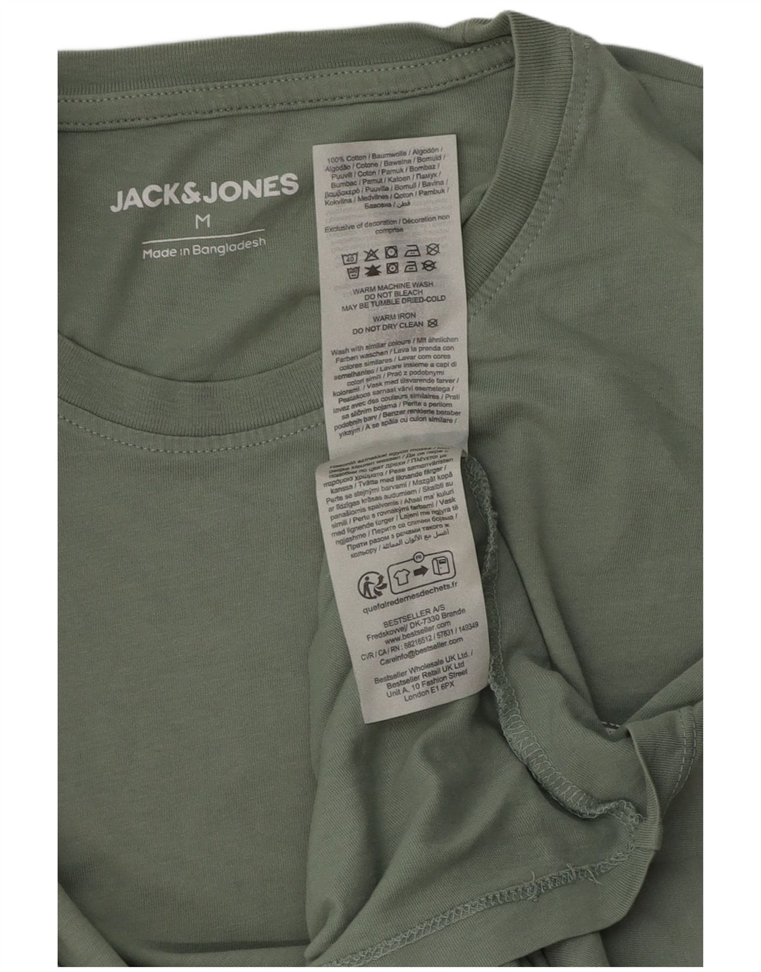 Jack & Jones Mens T-Shirt Top Medium Green Cotton