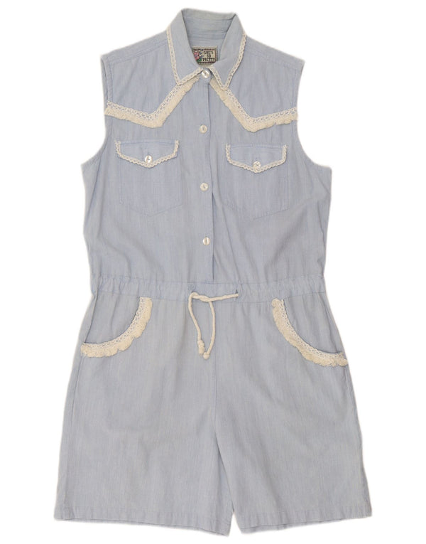 Vintage Damen Ärmelloser Playsuit UK 16 Large Blau