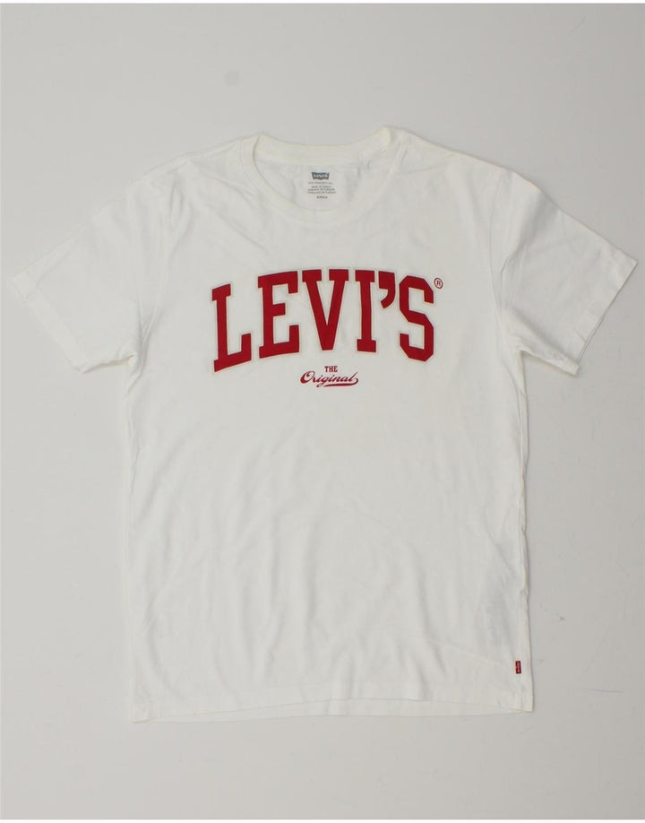 LEVI'S Mens Graphic T-Shirt Top Small White Cotton Vintage Levi's and Second-Hand Levi's from Messina Hembry 