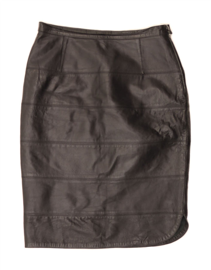 VINTAGE Womens Leather Skirt IT 44 Medium W30 Black Vintage Vintage and Second-Hand Vintage from Messina Hembry 