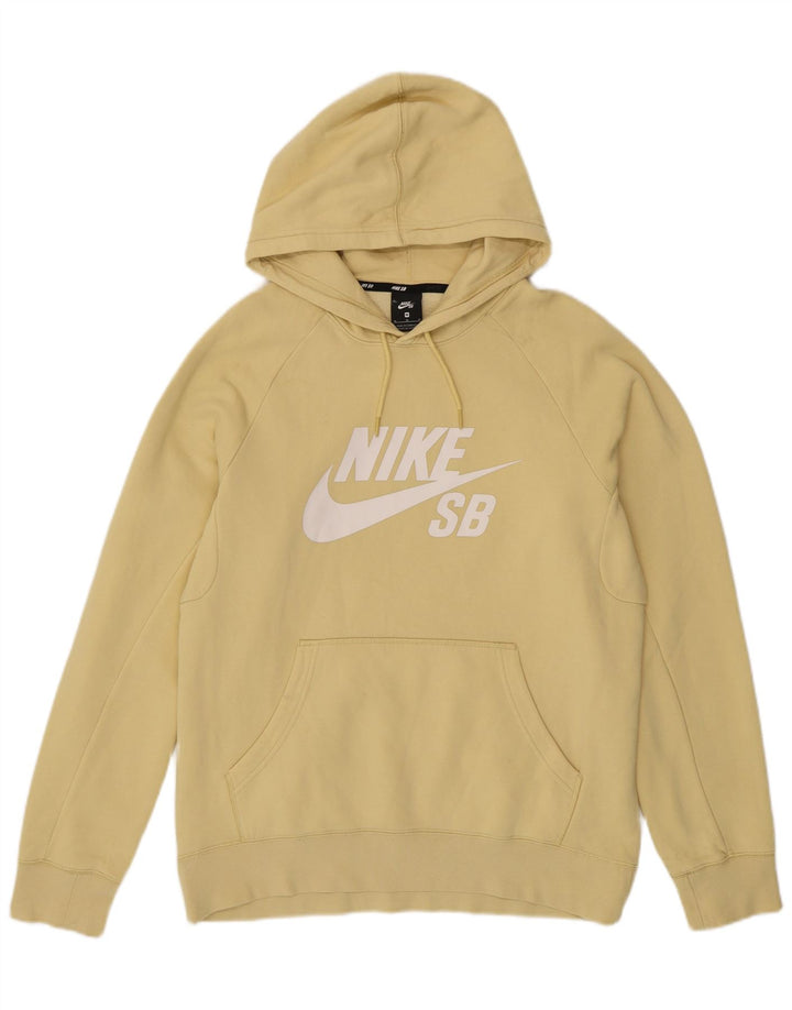NIKE Mens Graphic Hoodie Jumper Medium Yellow Cotton