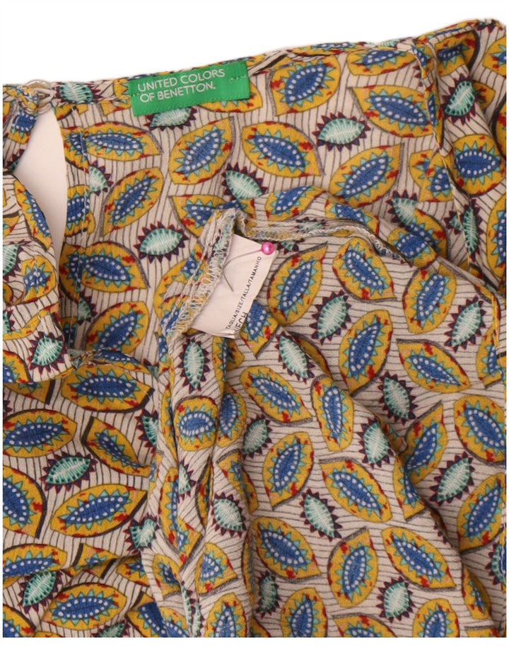Benetton Womens Abstract Pattern Loose Fit Blouse Top UK 6 XS Multicoloured
