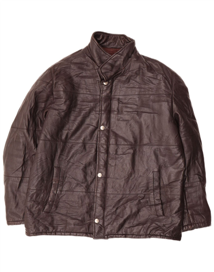ESSEBI Mens Leather Jacket UK 40 Large Brown