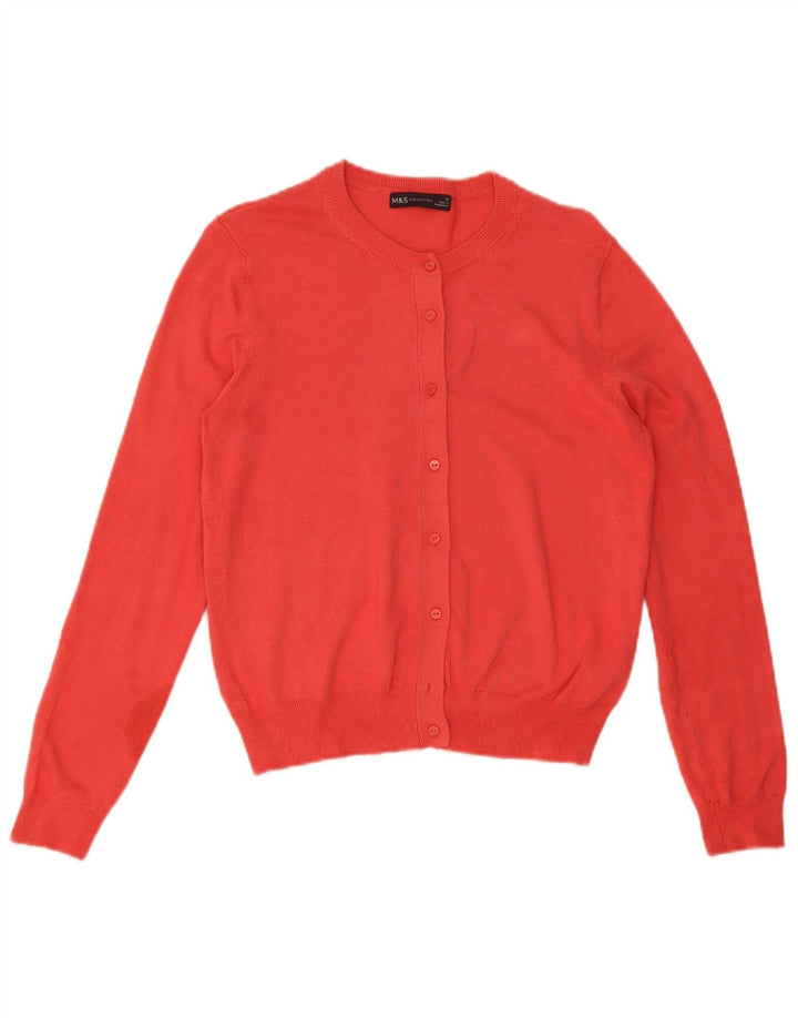 Marks & Spencer Womens Cardigan Sweater UK 12 Medium Red Viscose