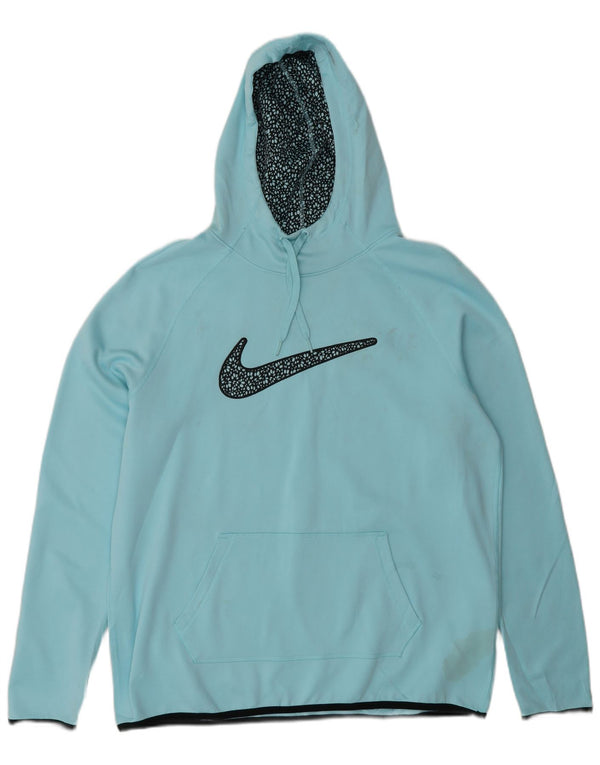 Nike Pull à capuche graphique Therma-Fit pour femme UK 16 Large Bleu Polyester