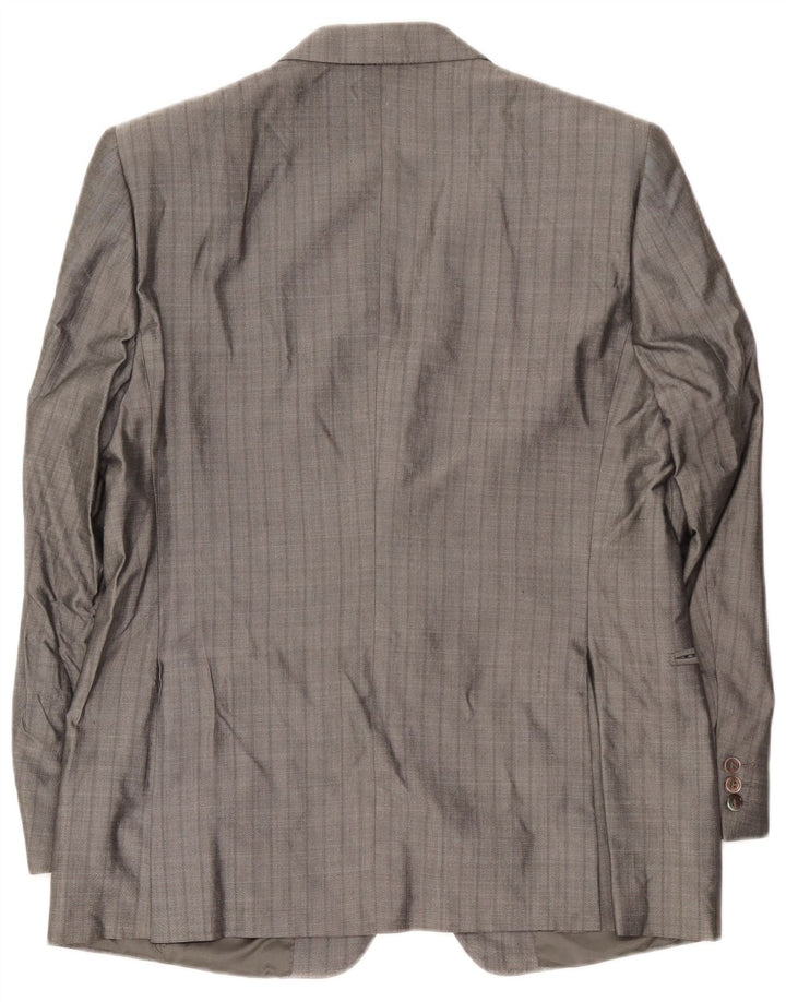 Pierre Cardin Mens 2 Button Blazer Jacket UK 38 Medium Grey Striped Silk