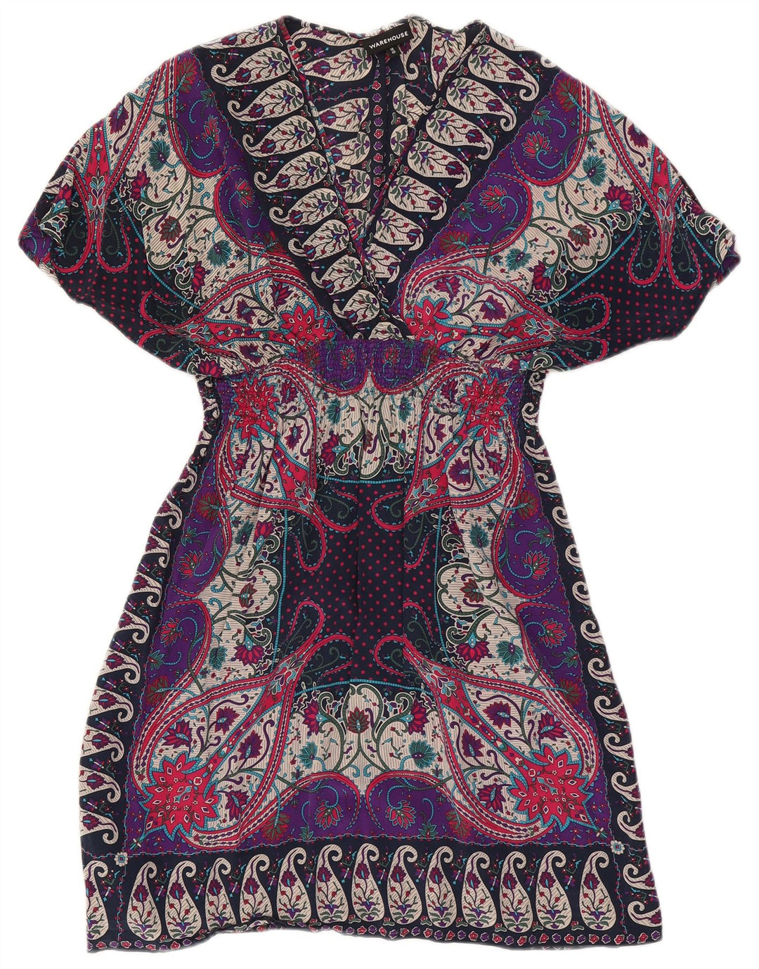 Warehouse Womens Kaftan Dress UK 12 Medium Multicoloured Paisley Silk