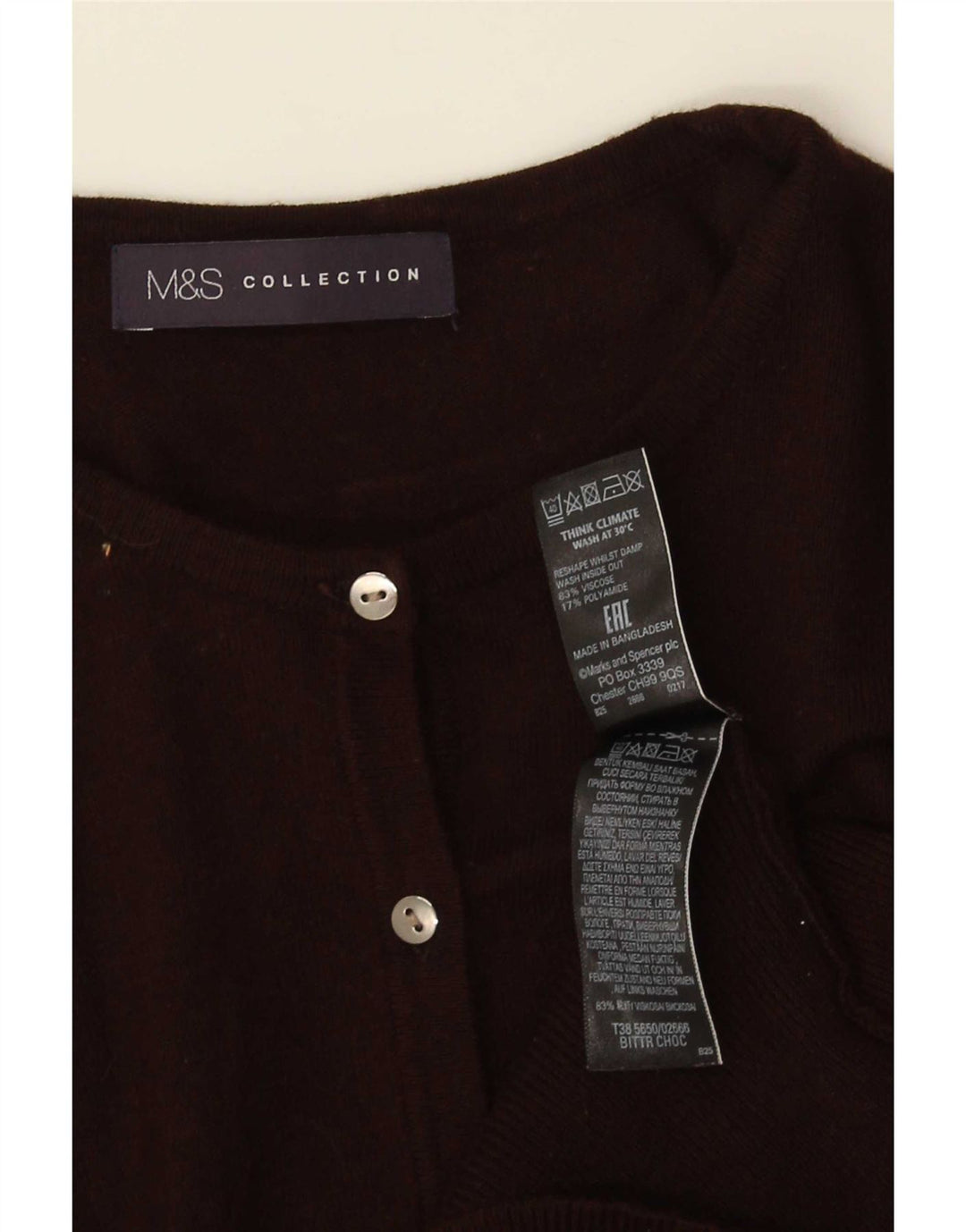 Marks & Spencer Womens Cardigan Sweater UK 10 Small Brown Viscose