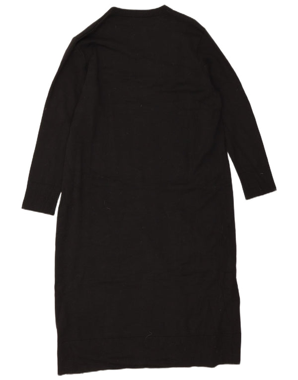 Zara Dame Langærmet Jumper Kjole UK 18 XL Sort Viscose