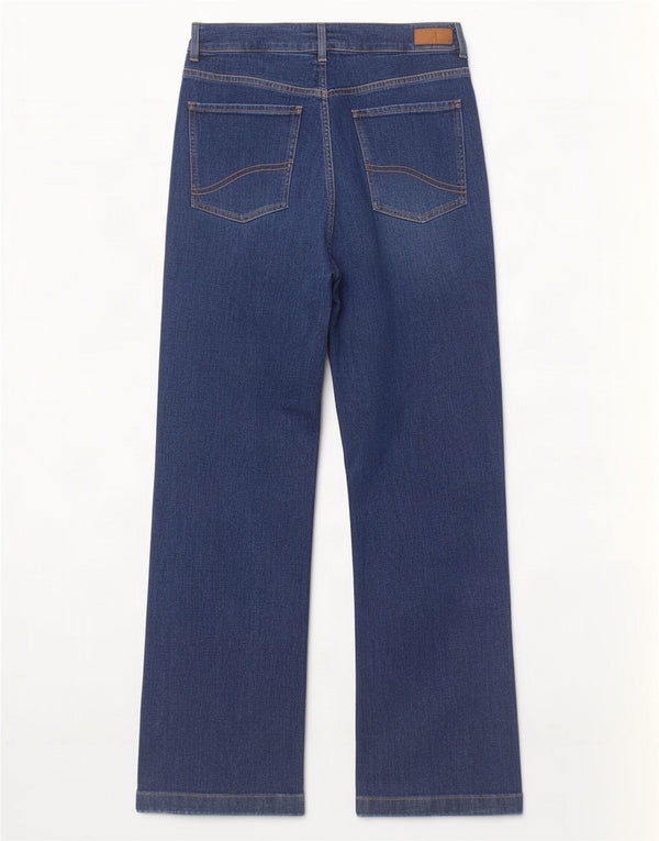 Fat Face Womens Elise Wide Leg Jeans UK 10 Small W30 L30 Blue Cotton