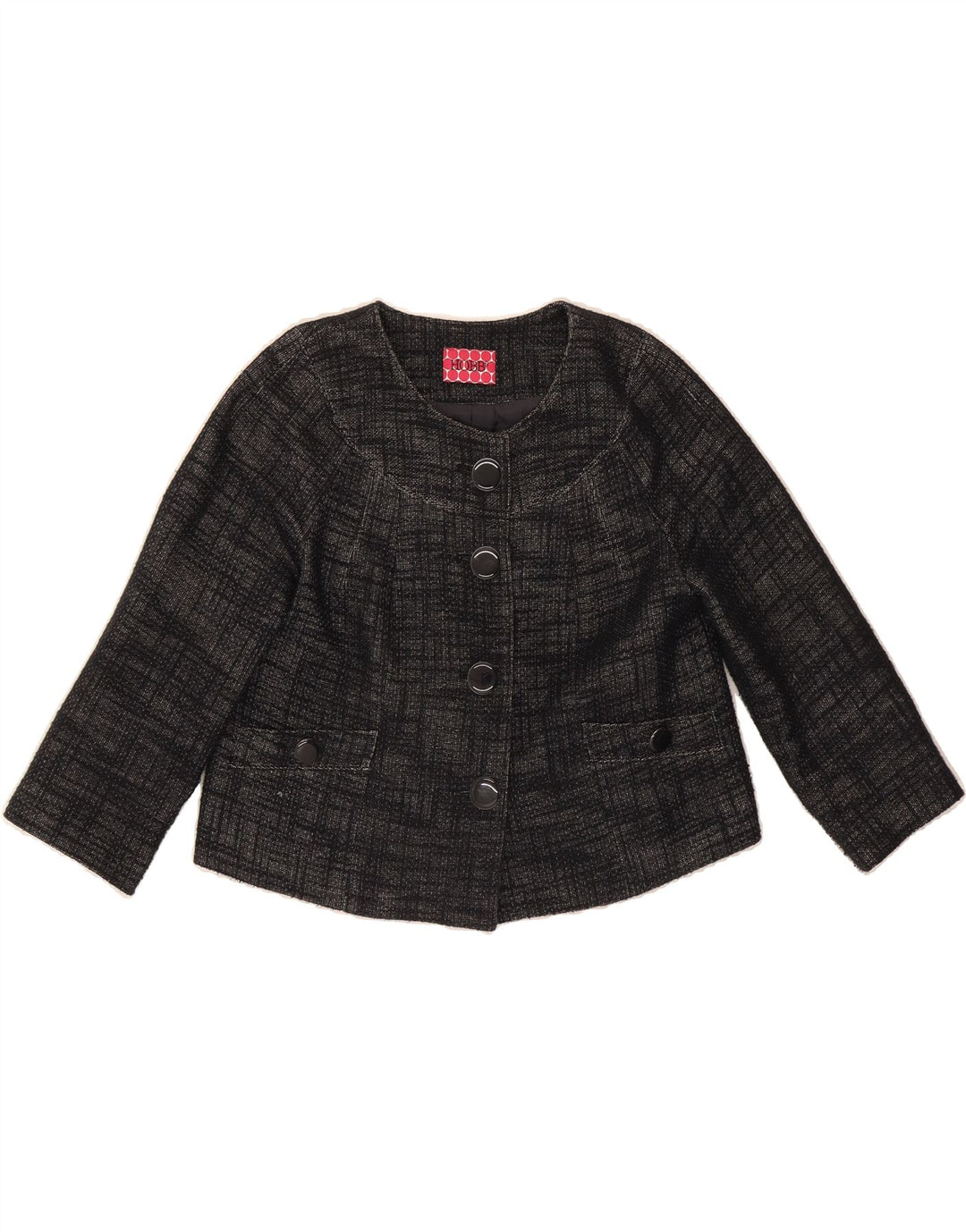 HOBBS Womens Crop 4 Button Blazer Jacket UK 10 Small  Grey Check Cotton Vintage Hobbs and Second-Hand Hobbs from Messina Hembry 
