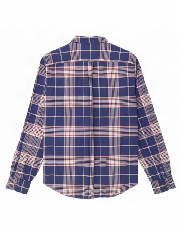 Ben Sherman Mens Shirt Large Navy Blue Check Cotton