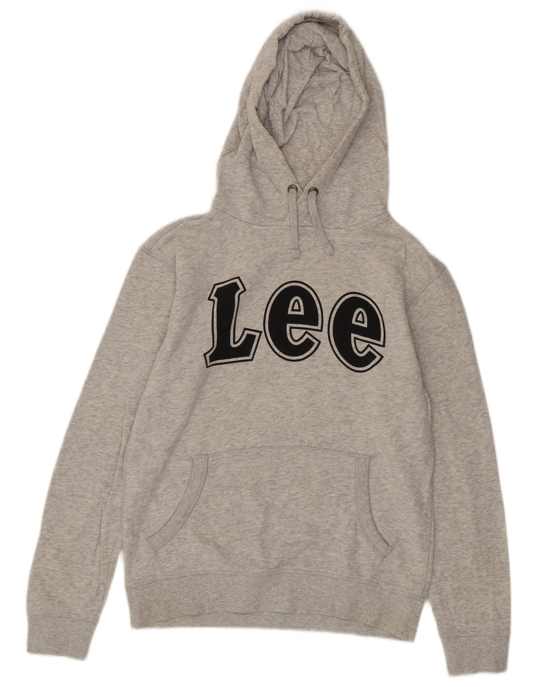 LEE Mens Graphic Hoodie Jumper Small Grey Cotton