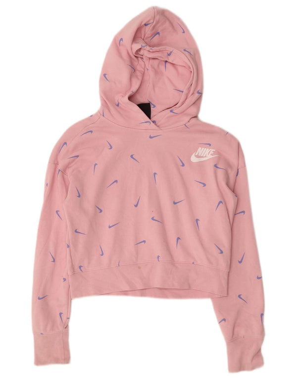 Nike Girls Crop Graphic Standard Fit Jumper 12-13 Years Large Pink