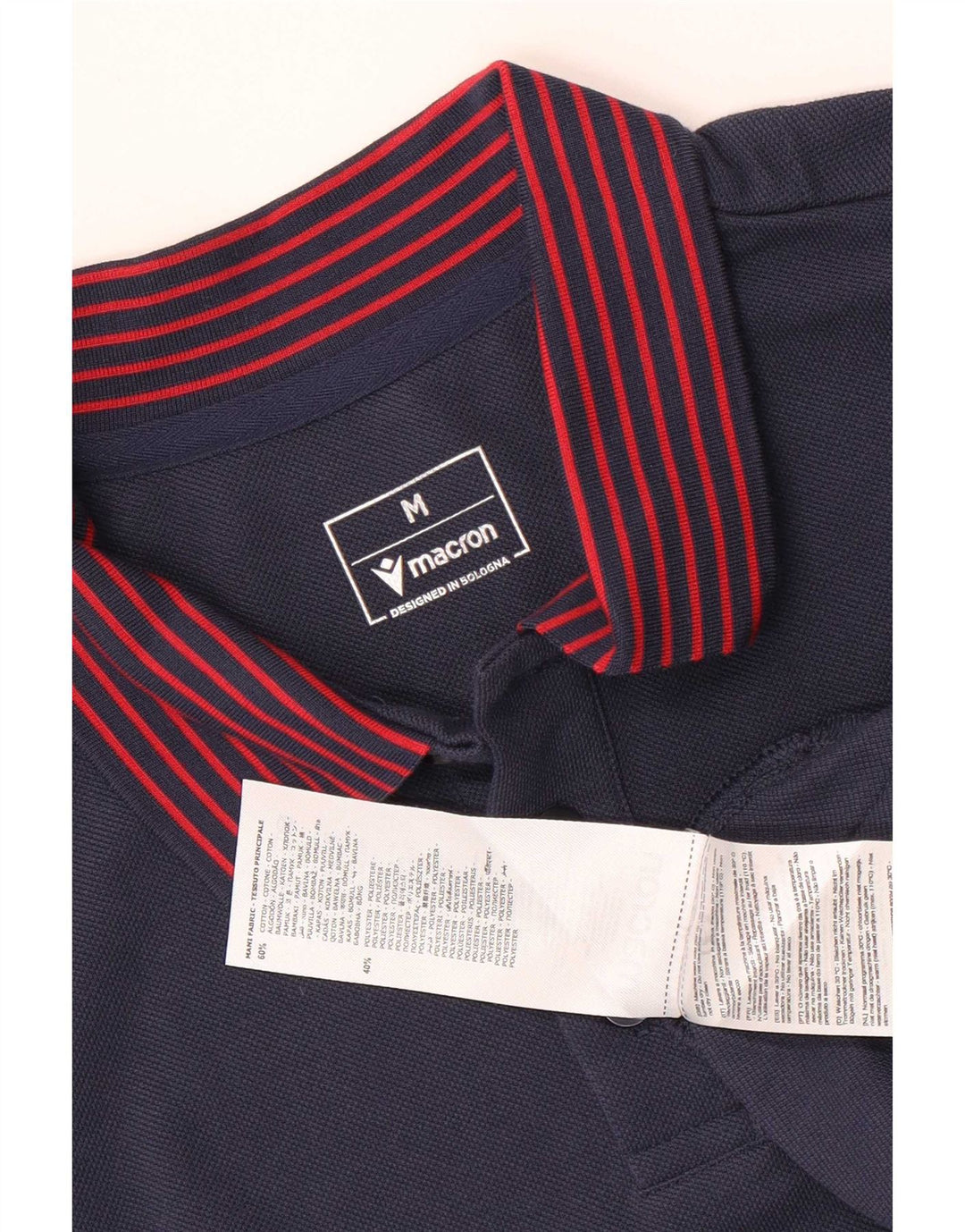 Macron Herren-Poloshirt aus mittelblauer, gestreifter Baumwolle