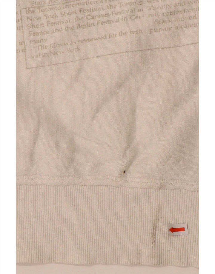 Datch Mens Graphic Sweatshirt Jumper Medium White Cotton
