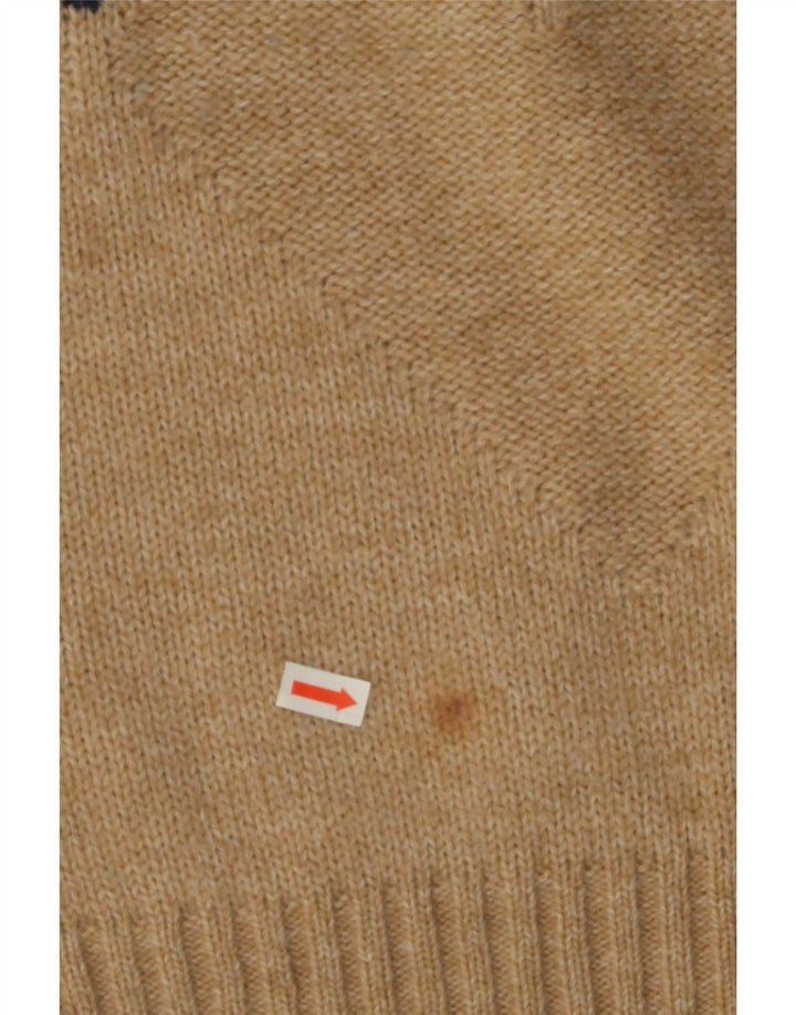 ALBA MODA Mens Crew Neck Jumper Sweater XL Beige Argyle/Diamond Wool Vintage Alba Moda and Second-Hand Alba Moda from Messina Hembry 