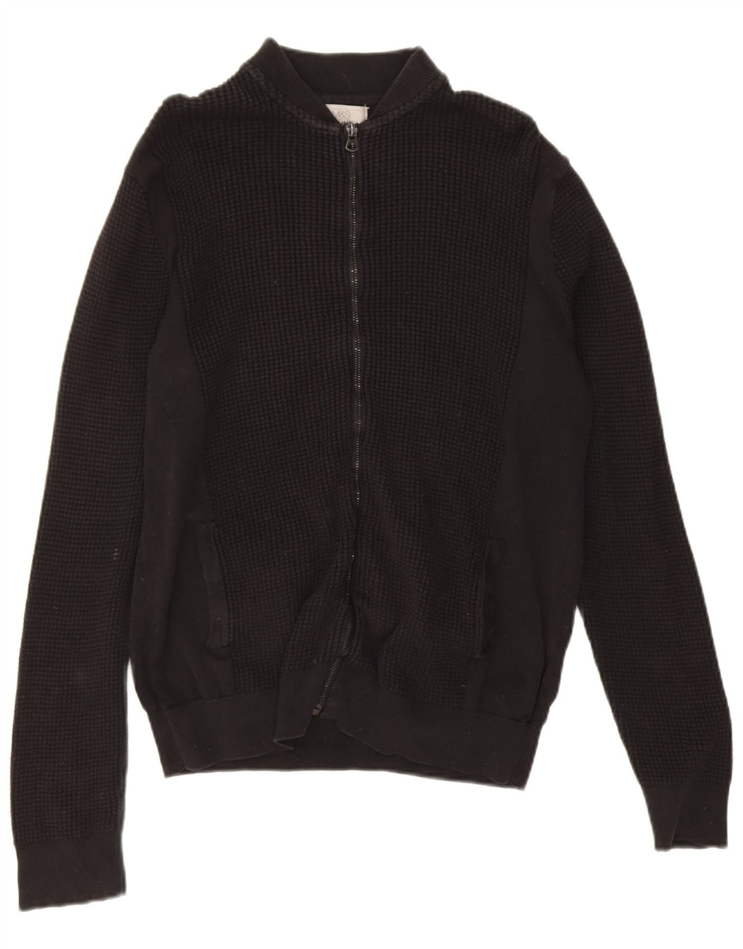 Marks & Spencer Mens Regular Fit Cardigan Sweater Medium Black Cotton