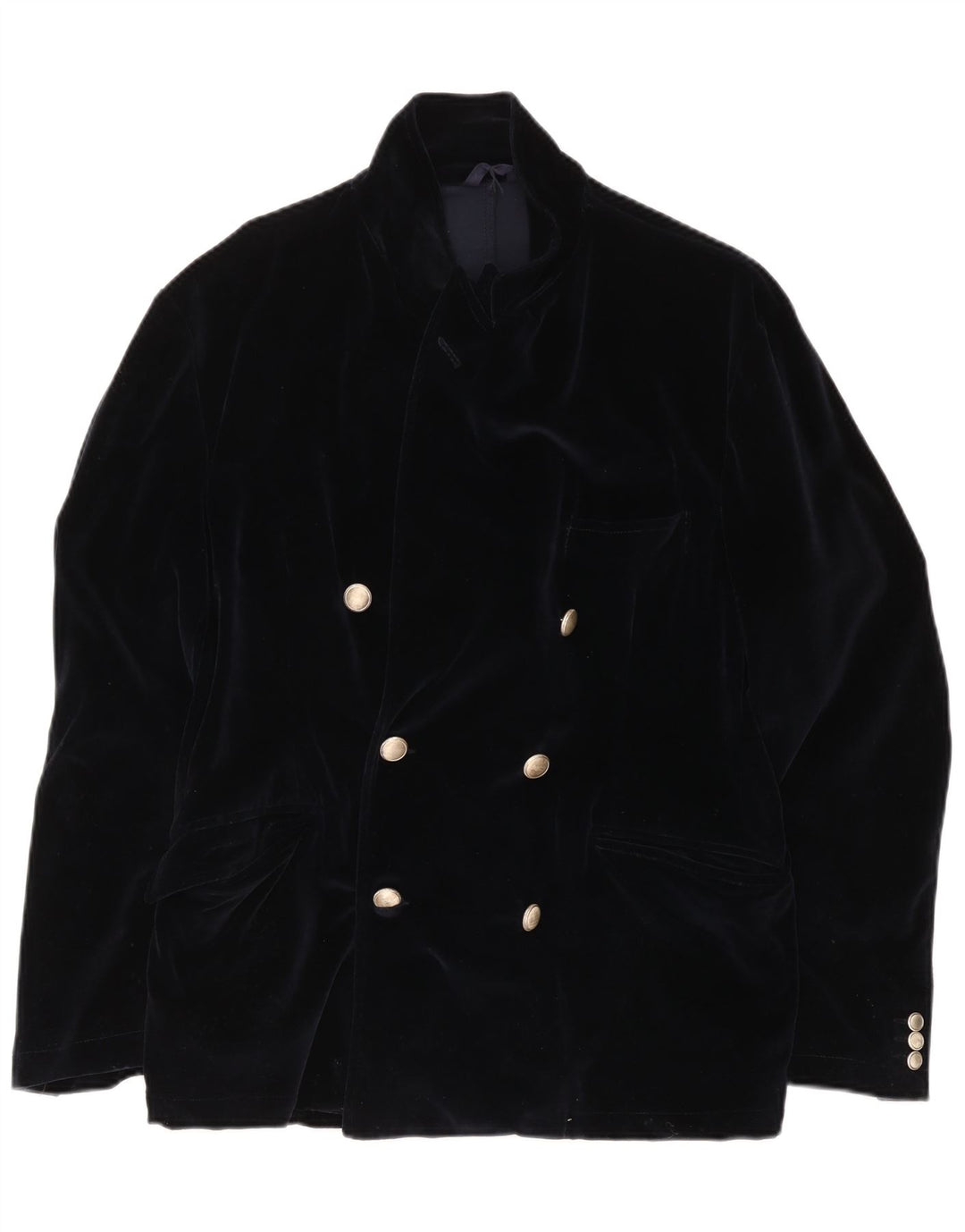 Fraizzoli Mens Velvet Double Breasted Blazer Jacket UK 38 Medium Navy Blue