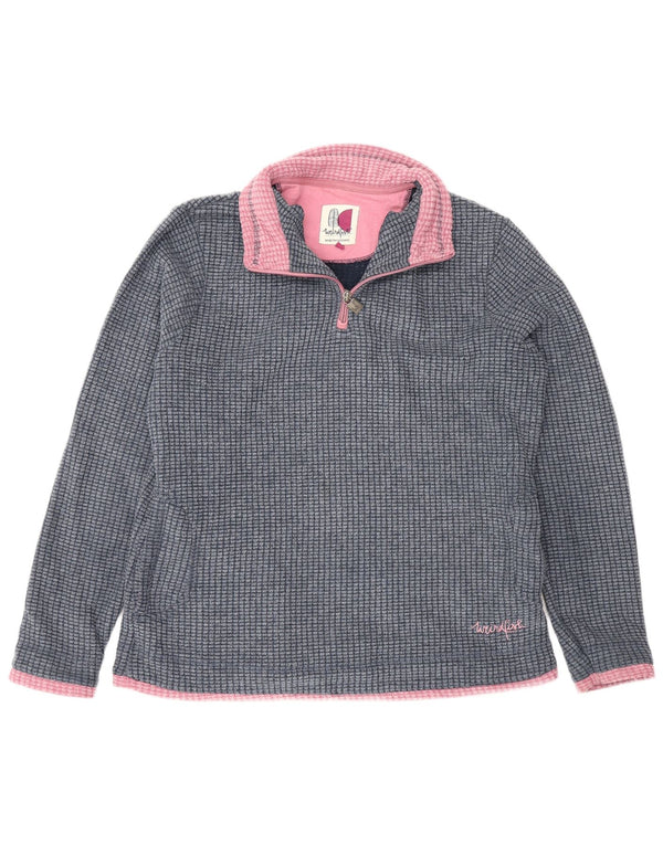 White Stuff Pull polaire à col zippé pour femme UK 14 Large Bleu marine Colourblock
