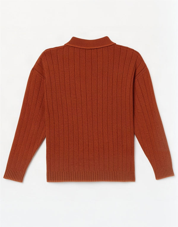 Vintage męski sweter polo XL, pomarańczowy, bawełniany