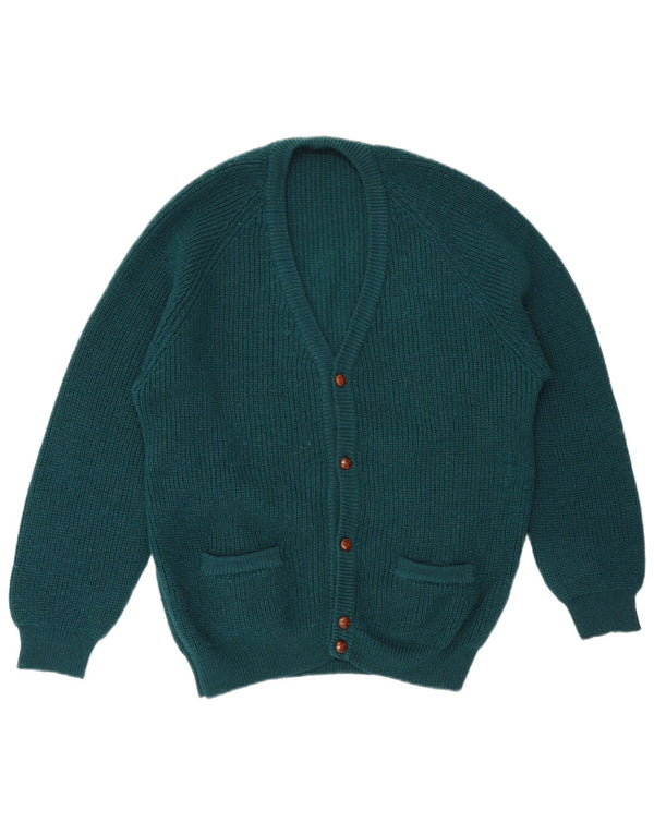 Vintage Mens Cardigan Sweater Large Green Wool