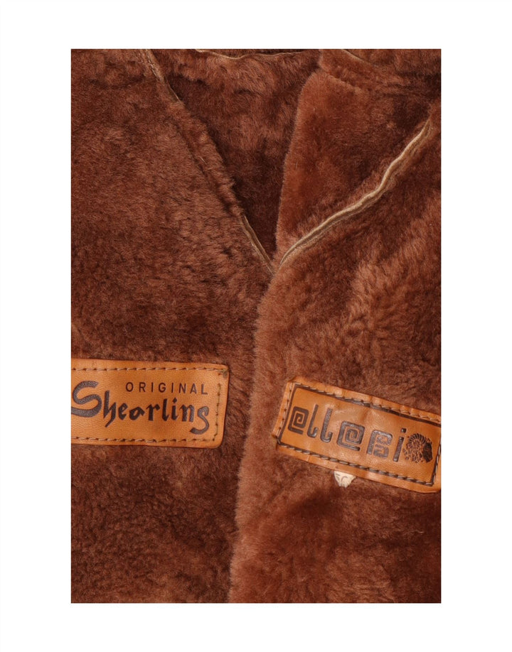 Ellesi Womens Shearling Coat IT 50 XL Brown Shearling