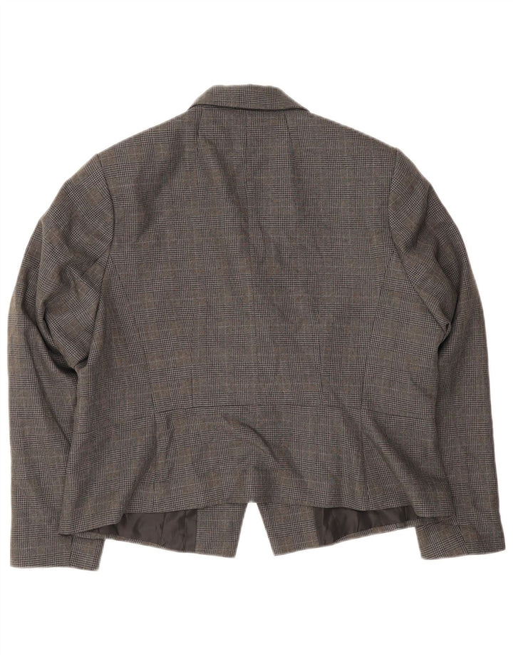 Jaqueta blazer feminina Marks & Spencer com 1 botão Reino Unido 18 XL cinza xadrez poliéster