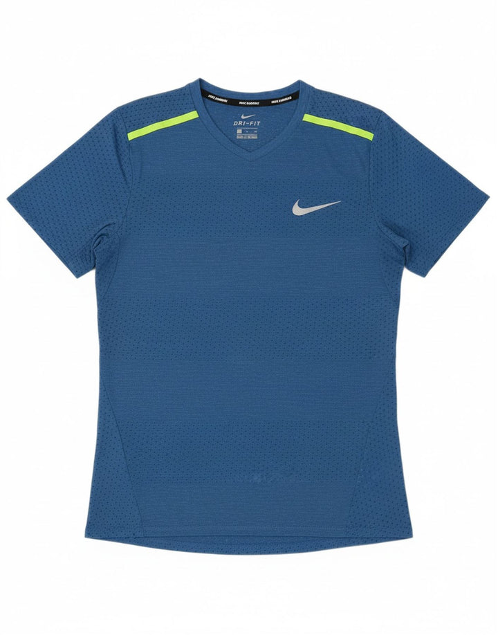 NIKE Mens Dri Fit Graphic T-Shirt Top Small Blue Polyester
