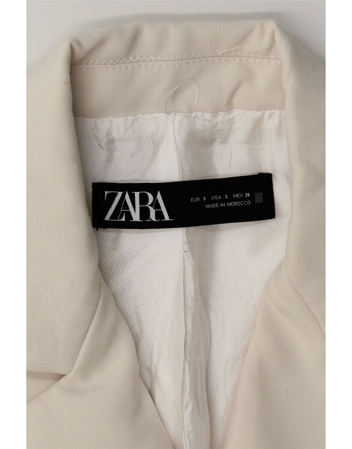 Zara Womens Double Breasted Blazer Jacket UK 10 Small White Polyester