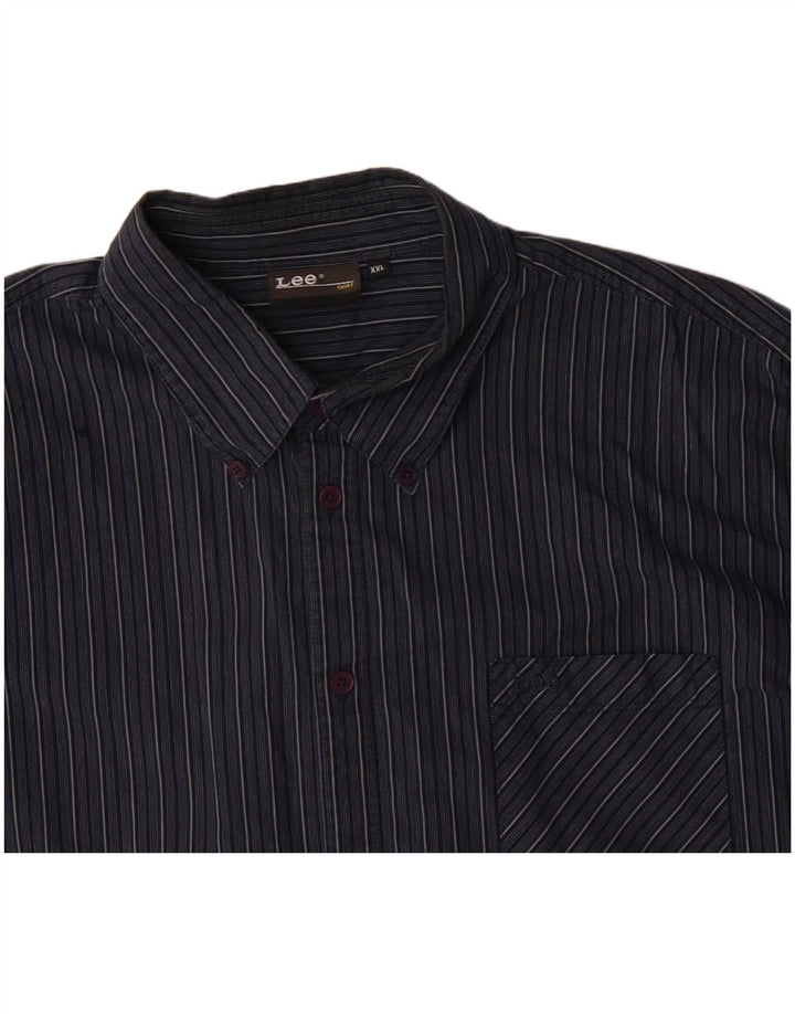 Lee Mens Shirt 2XL Navy Blue Striped Cotton
