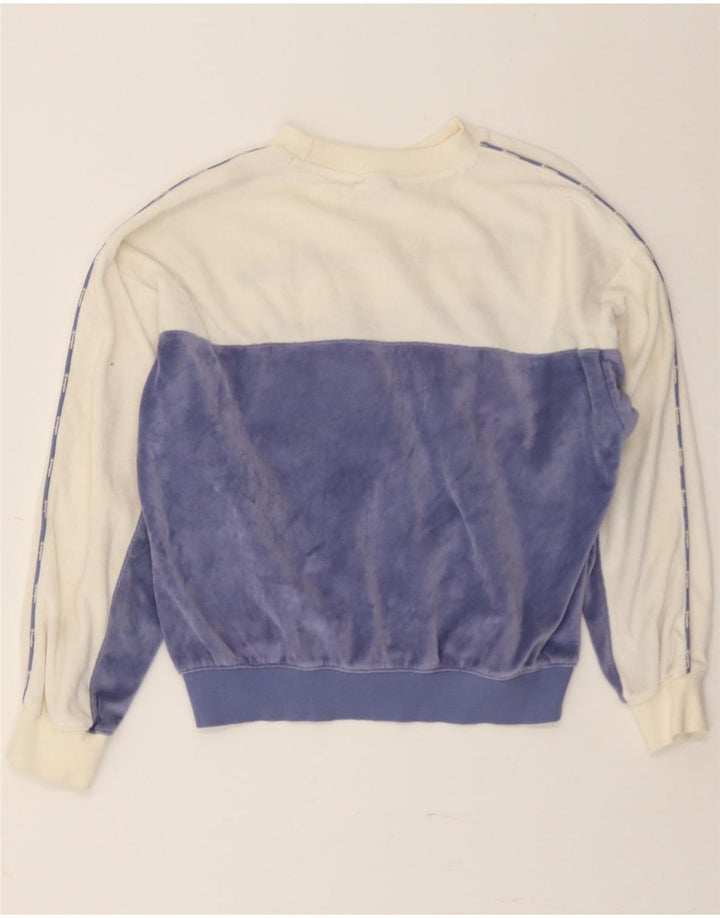 CHAMPION Womens Graphic Sweatshirt Jumper UK 14 Medium Blue Colourblock Vintage Champion and Second-Hand Champion from Messina Hembry 