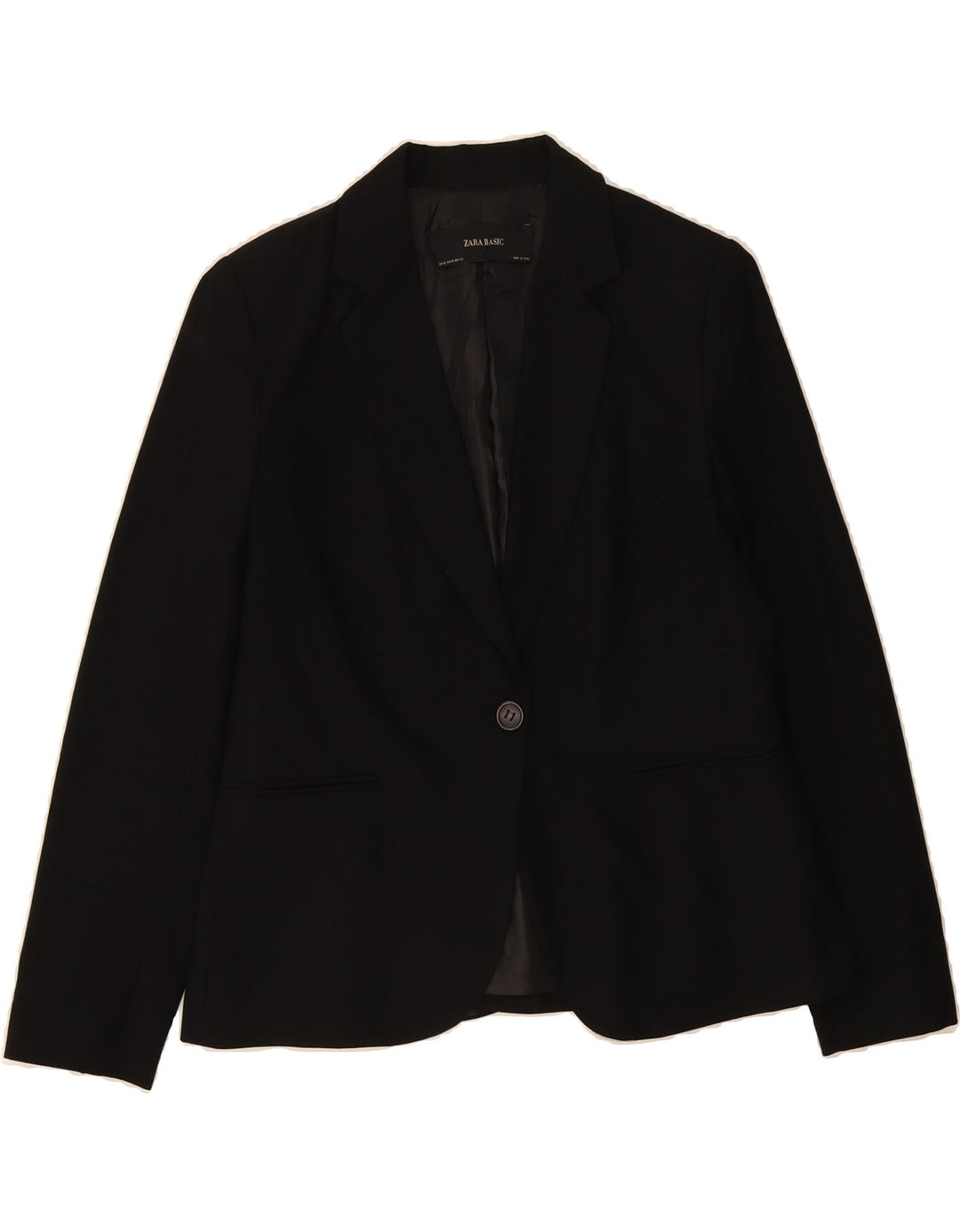 ZARA Womens 1 Button Blazer Jacket EU 42 Large Black Polyester Vintage Zara and Second-Hand Zara from Messina Hembry 